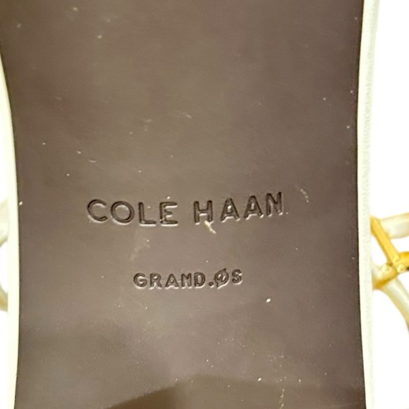 Cole Haan Grand OS off White Block Heel Sandals lace up detail ankle strap 8 - Picture 11 of 11